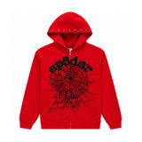 Sp5der OG Web Studded Zip Hoodie Red