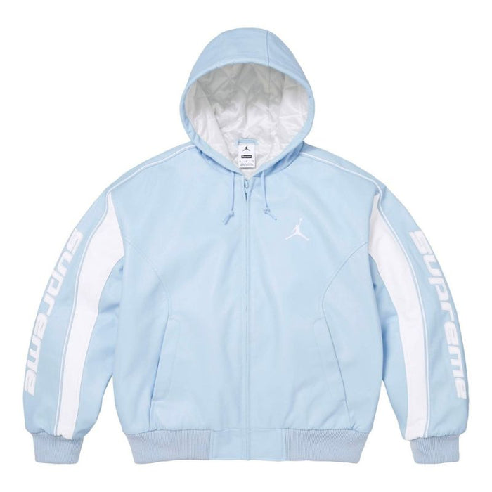 Air Jordan x Supreme Hooded Leather Light Jacket Blue